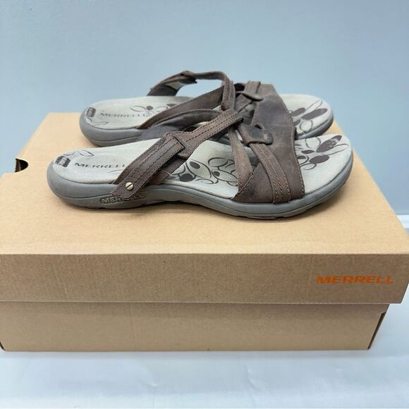Merrell Bracken brown leather sandals women's 8 - Picture 4 of 8